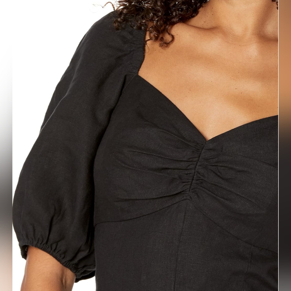 The Drop Elegant Black Puff Sleeve Dress - Picture 3 of 12